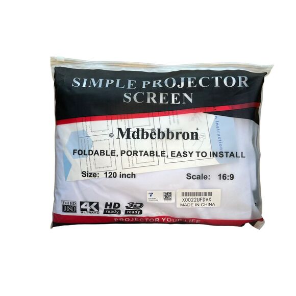 Other - 120 inch Projection Screen 16:9 Foldable AntiCrease Portable Projector Mdbebbron